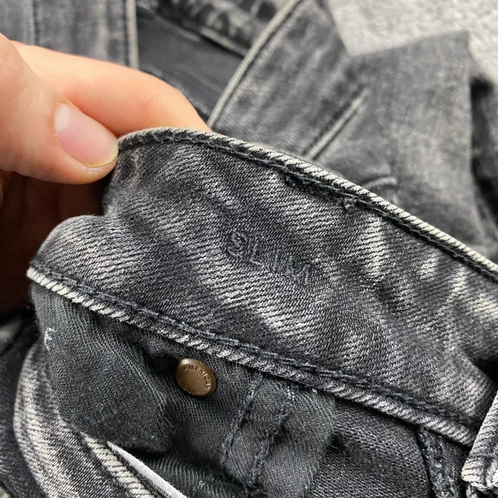 American Eagle Outfitters Next Level Flex Slim Jeans Mens 33x32 Black Distressed